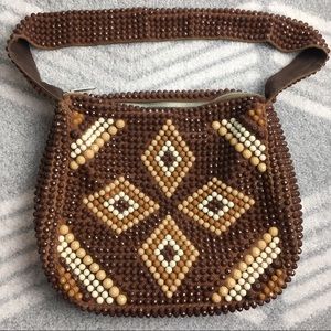 WALBORG 70s VTG Multi Faceted Light Reflecting Beaded Geometric Shoulder Handbag